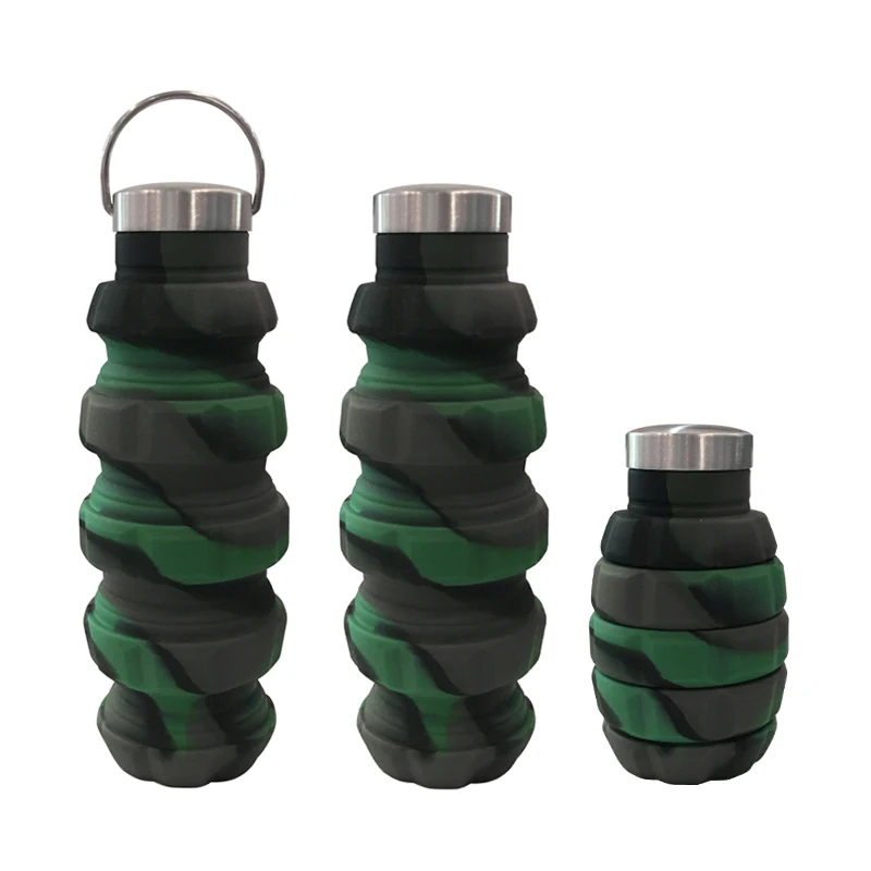 500ML Grenade Shape Unique Custom Color Portable Collapsible Silicone Water Bottle