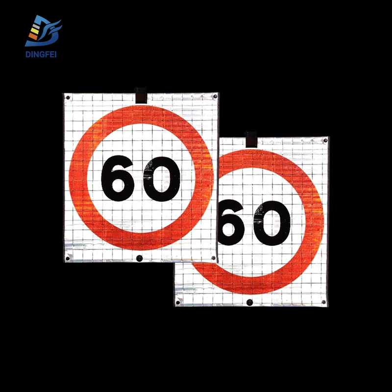 60 MPH Speed Limit Spanish Standard Traffic Symbols Foldable Reflective Vinyl Roll Up Sign Stand