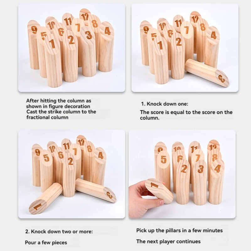 Wooden Smite Kubb Set Game With Printing Number All ages Traditional sports toy Funny Kids