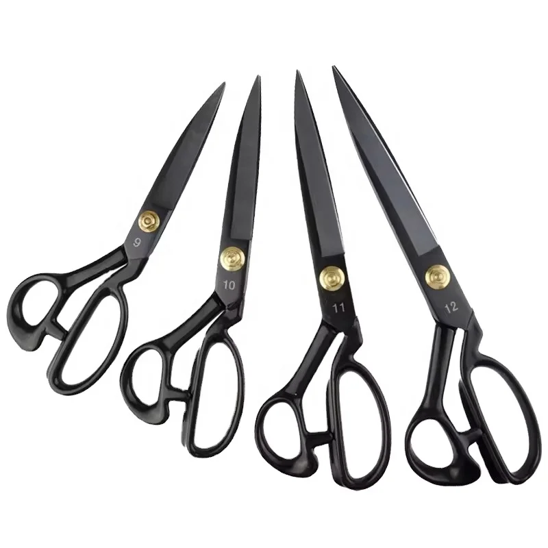 High quality 9/10/11/12 inch craft sewing scissors black Fabric clothing tailor scissors