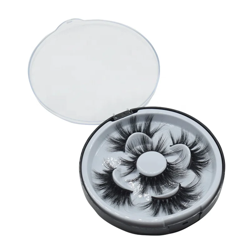 
3 Styles 3 Pairs 25mm 5D Thick Mink Eyelashes False Lashes with Flower Tray Boxes 