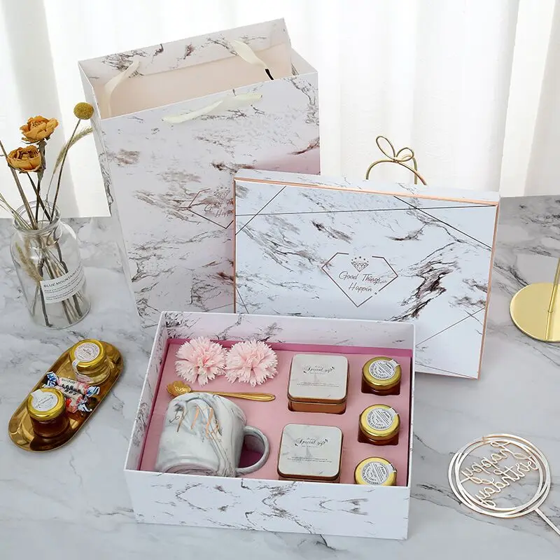 Marbling Gift Box for Cup Candy Packaging Box Paper Material Box Packaging