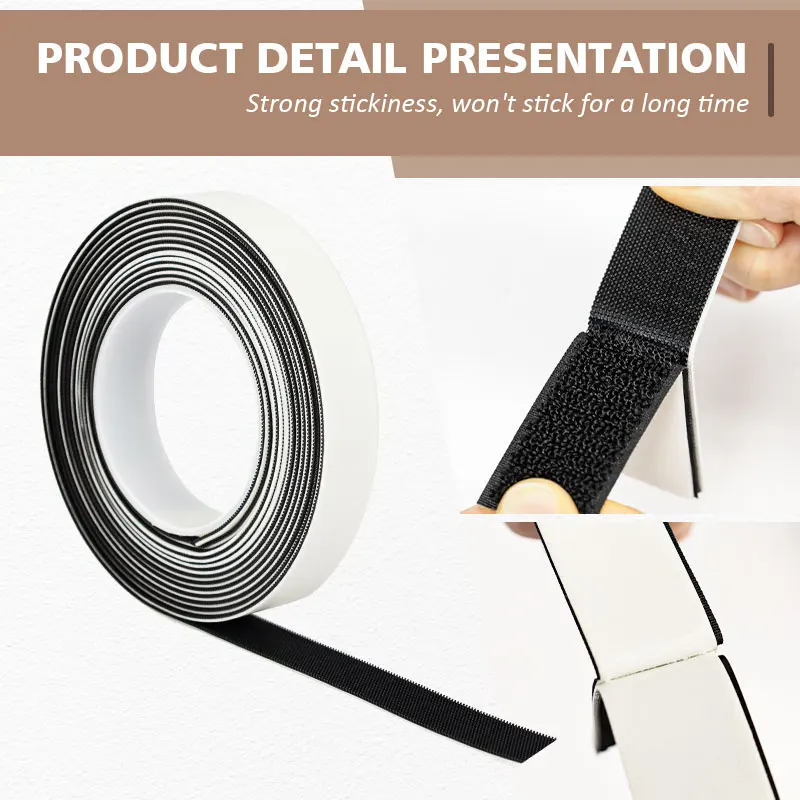 Self Adhesive Hooks and Loops Fastener Tape Nylon Sticker Hook Loop Tape with Adhesive