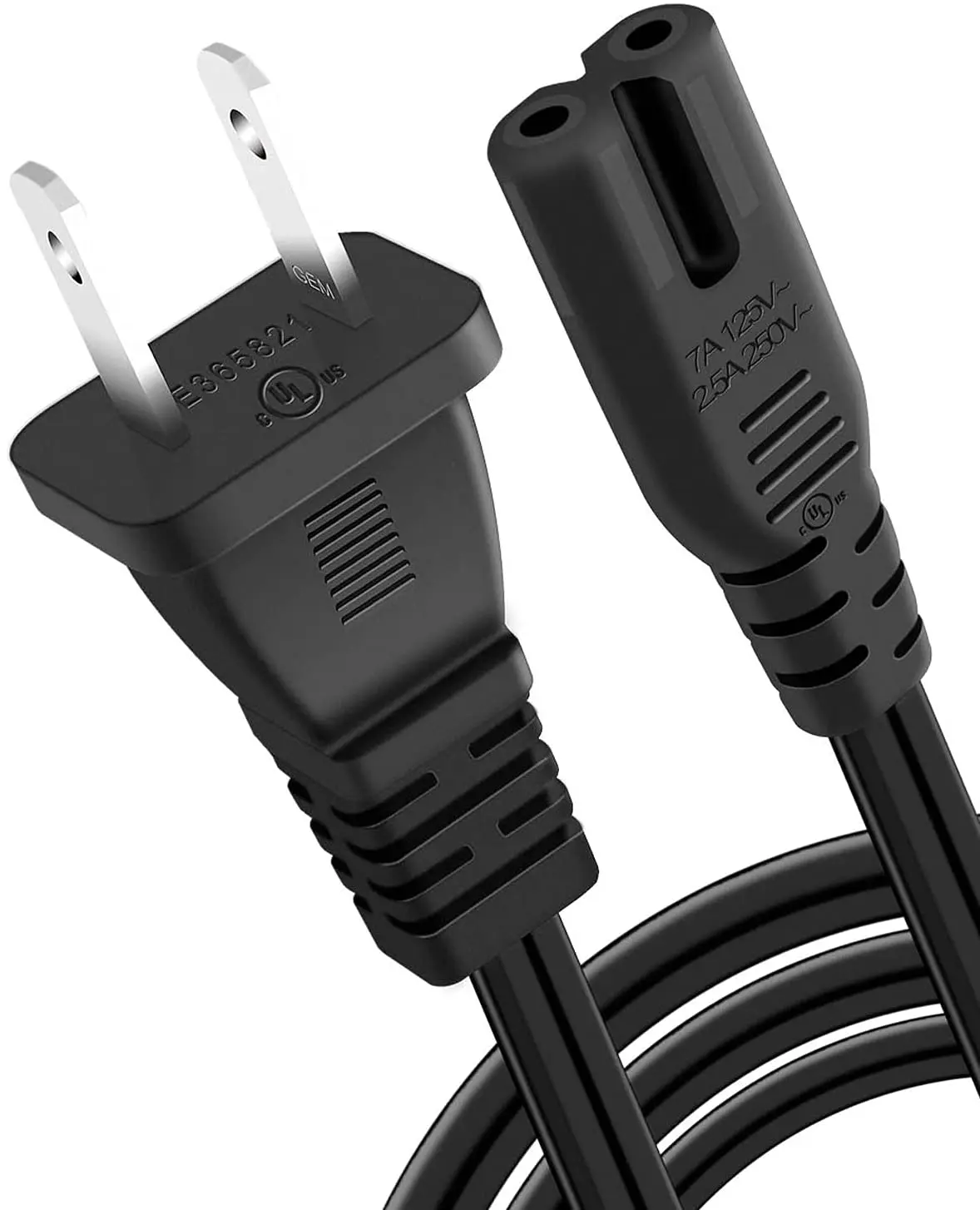 6ft 18AWG 10A 125V AC шнур питания 2 зубцами кабель неполяризованные (Нема 1-15р для IEC-320-C7)