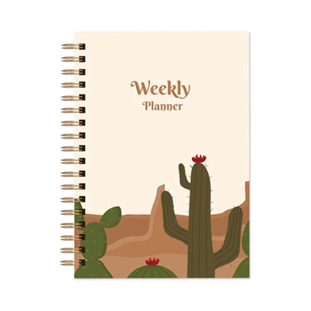 Professional planner supplier custom printing undated non dated daily spiral planner calendar notebook with pocket and sticker