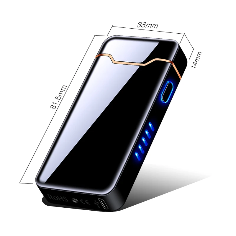High Capacity Power Electric Lighter Usb Rechargeable Power Display Pulse Lighter Double Arc Cigar Plasma Led Lighter