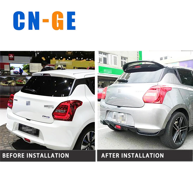 CNGE Design Car Rear Roof Wing Spoiler For Suzuki Swift 2018+ ABS Plastic Black Rear Trunk spoiler