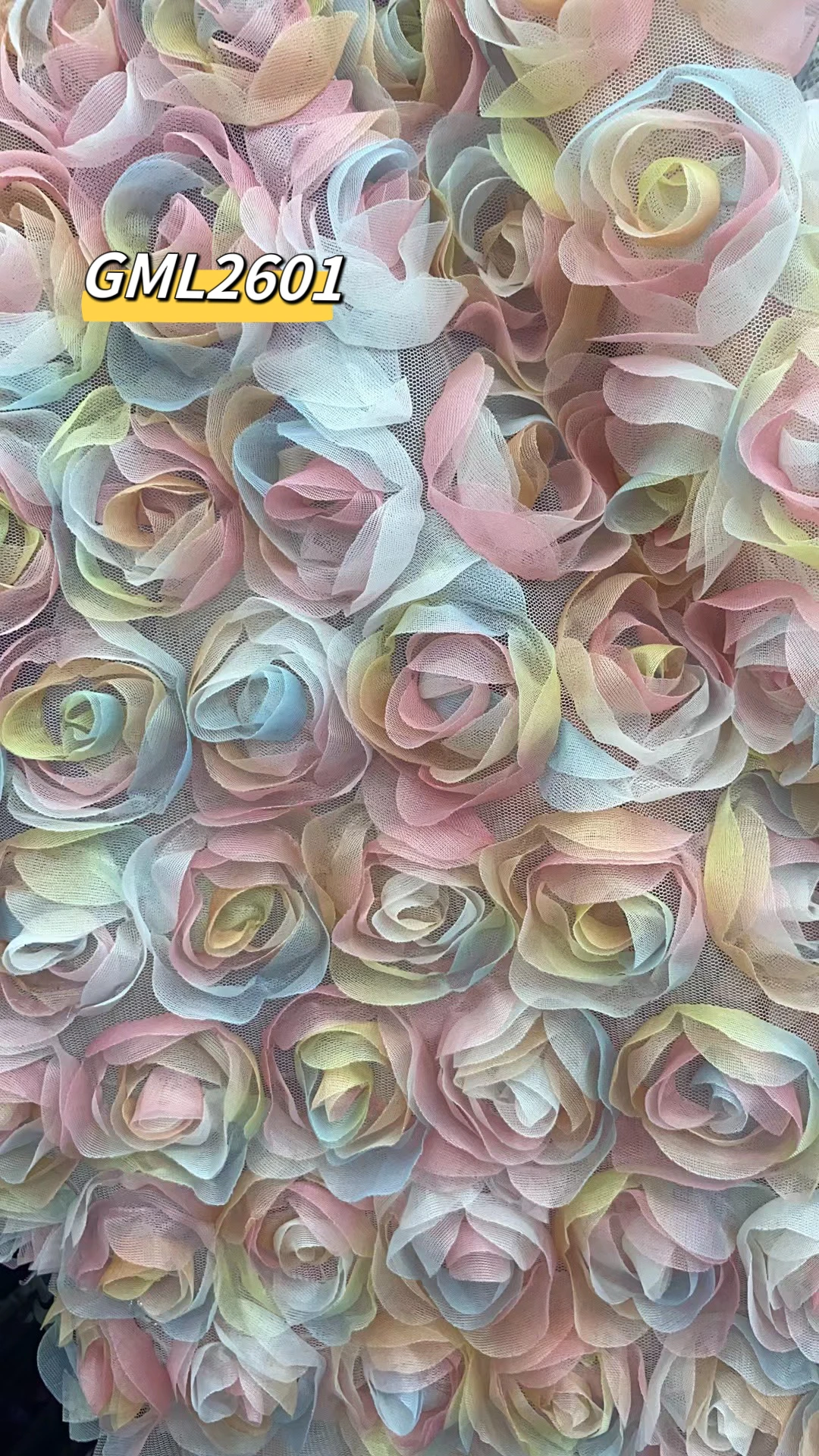 Heavy industry mesh three-dimensional rose chiffon embroidery tape cloth dress gradual tulle crochet wedding lace fabric