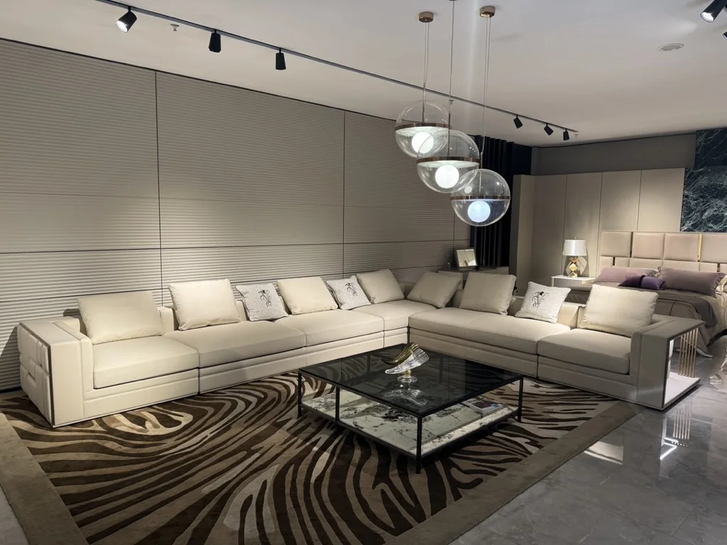 Modern Italian Luxury Leather Sofa Set High-End Corner Module Combination Home Villa Mansion Living Room Furniture