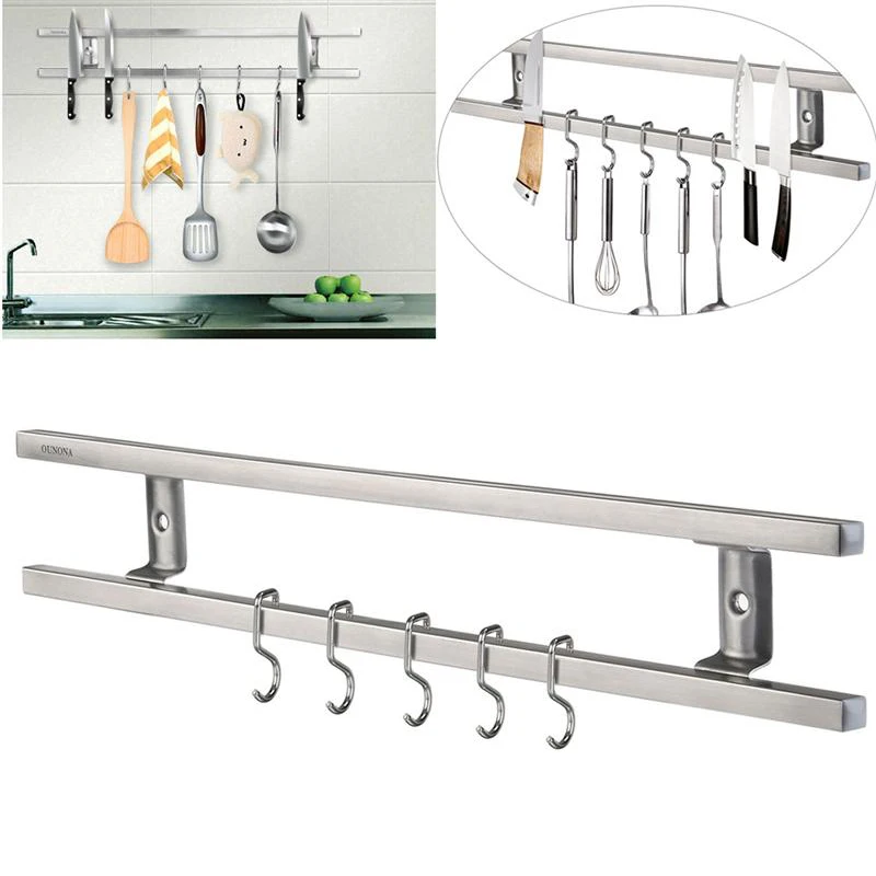 Strong Magnet Power 304 Square Tube Stainless Steel Knife Bar Kitchen Magnetic Knife Holder / Strip / Bar