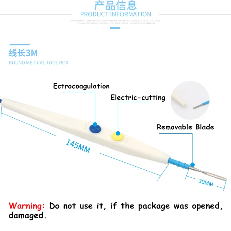 Disposable Electrosurgical  Diathermy Pencil With Adjustable Blade Electrode