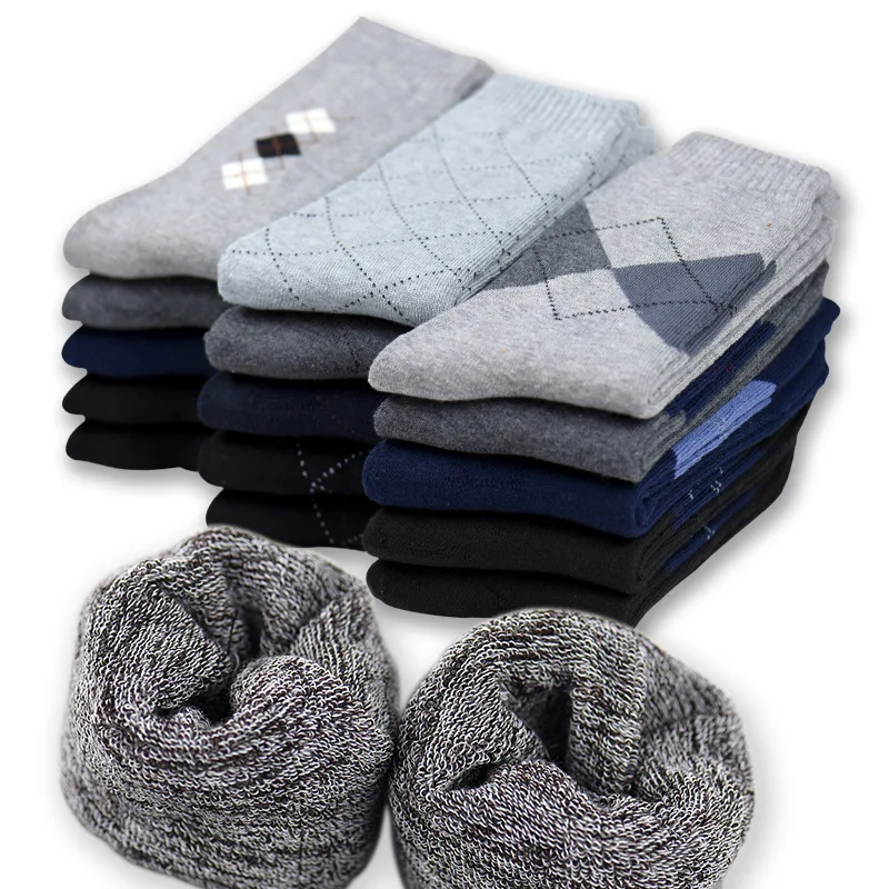 Warm Terry Mens Socks Soft Warm Sensual Cashmere Midcalf Dress Socks For Winter Cold Feet