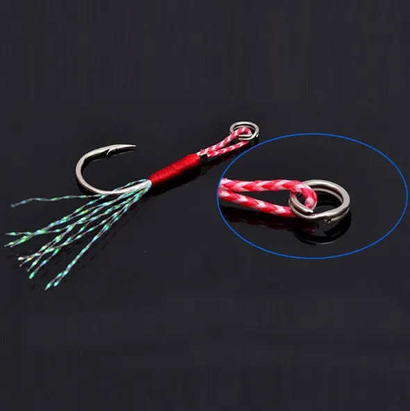 Custom fishing slow pitch single jig assist hook with line jigging hooks