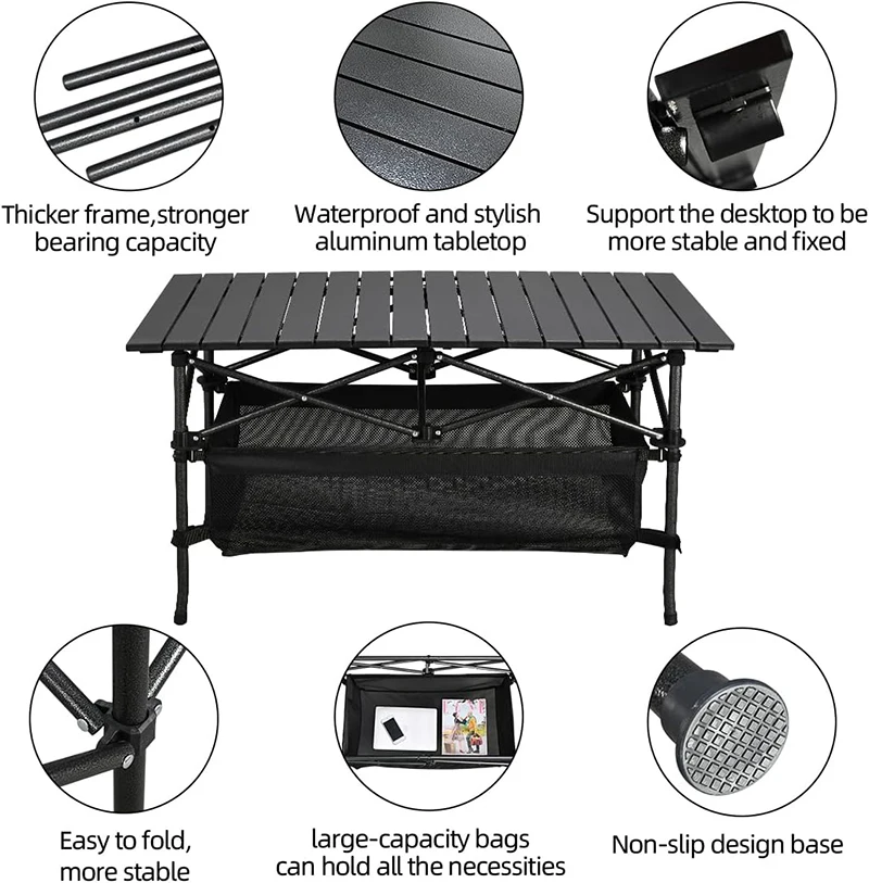 Lightweight  Aluminum Folding Table Roll Up Table with Easy Carrying Bag for car Camping