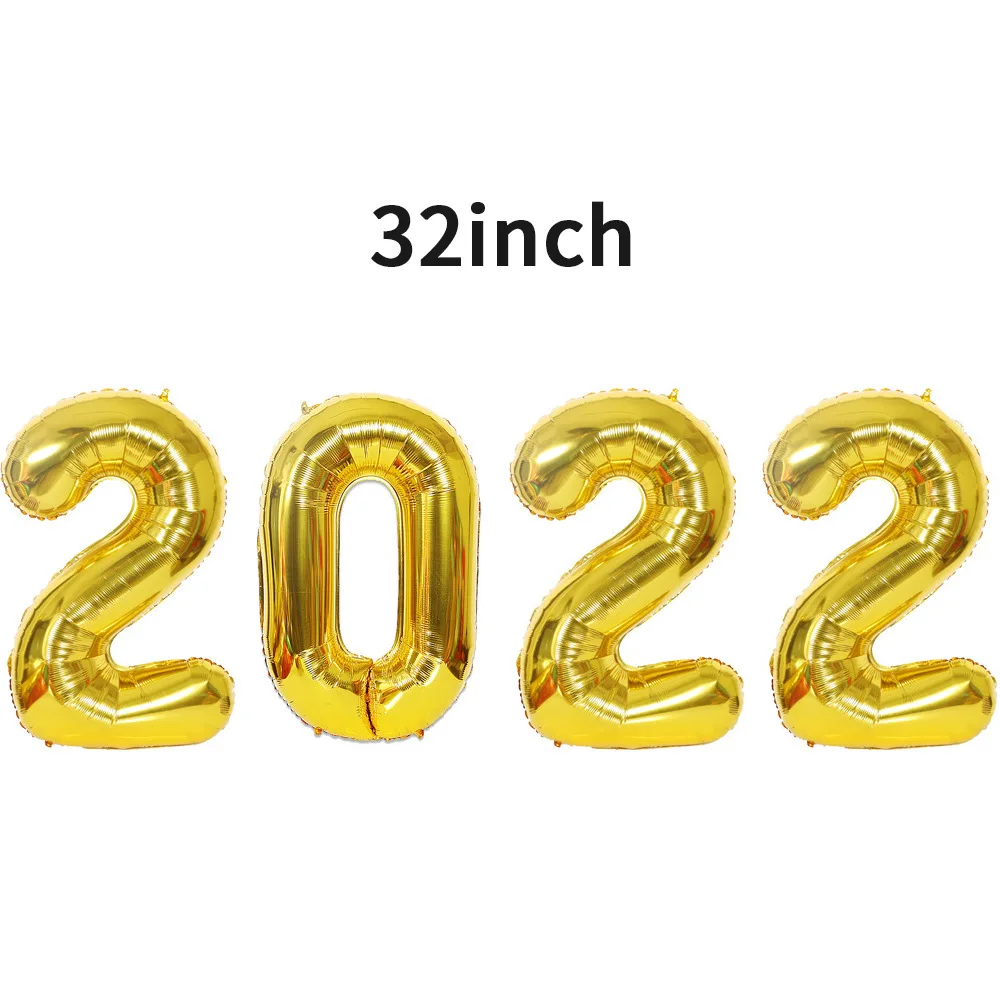 New Year decoration colors 2022 number aluminium foil balloons for party