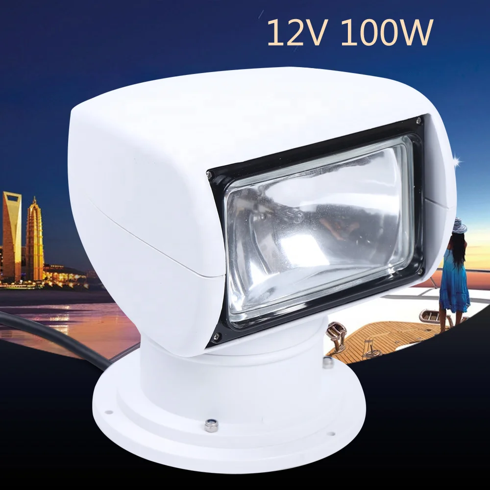 Anshun Marine 12V 100W Waterproof Surface Mounting Rotate Ship Boat Search Light With Controller Panel For Boat yacht