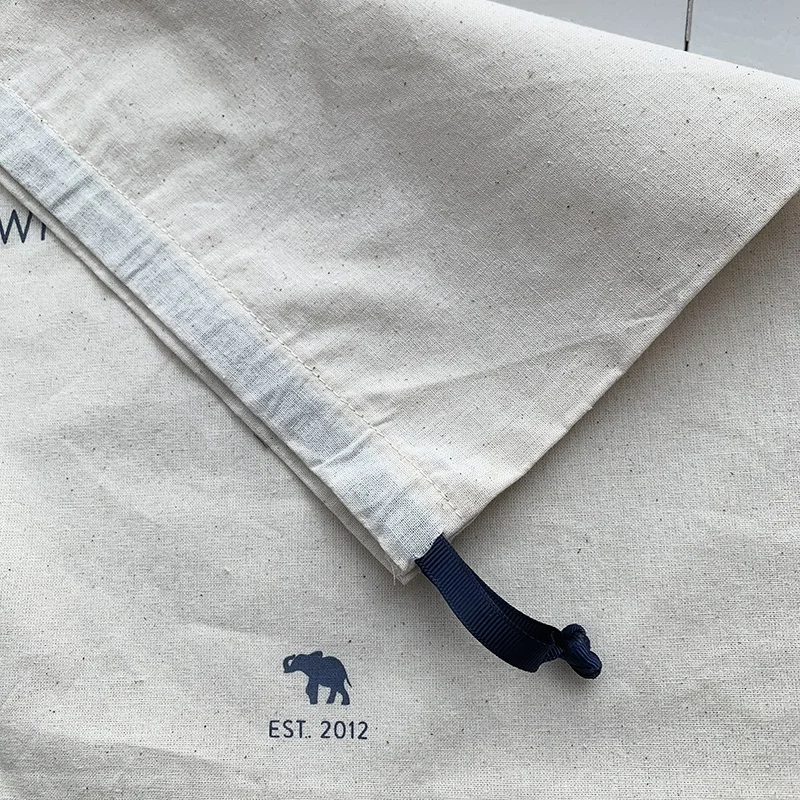 Перерабатываемый хлопковый мешочек с логотипом на шнурке мешок для пыли натуральная обувь хранение одежды