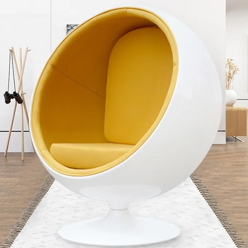 2024 Most Popular Modern Luxury Upholstered Arm Ball Chair with Velvet Fabric Ergonomic Design Round Ball Chair for Living Room