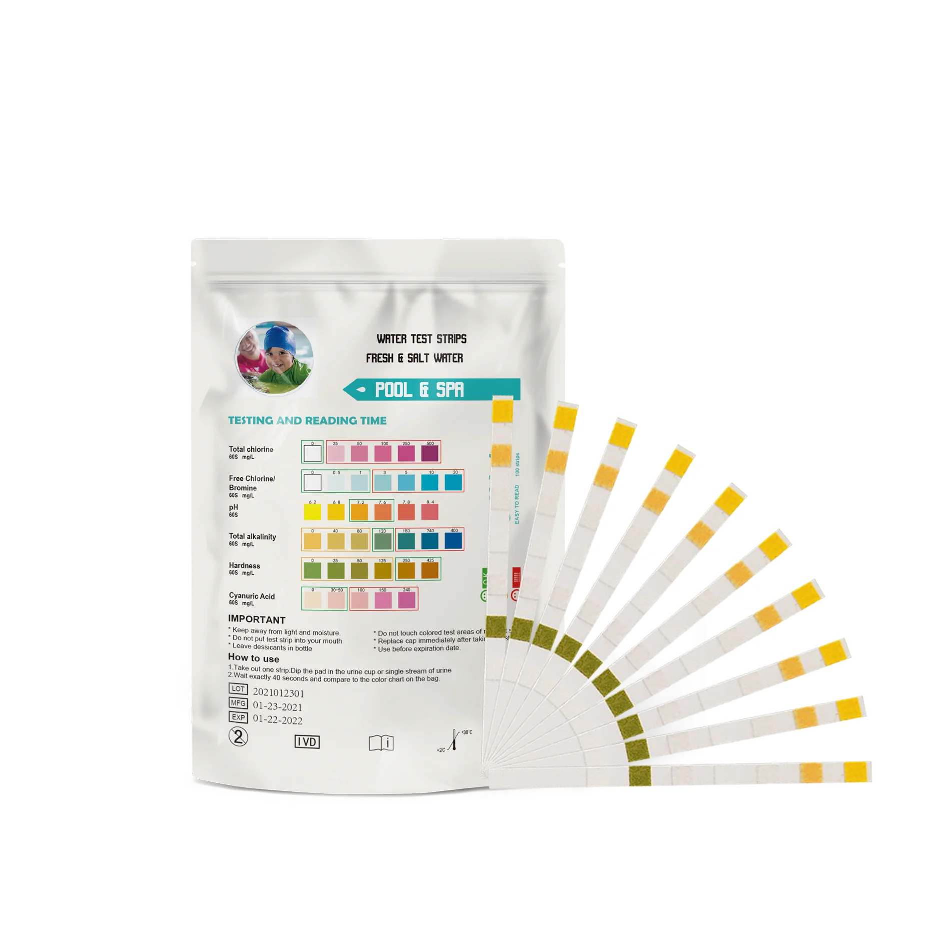 6 in 1 salt water hot tub test kit chlorine test kit pool test