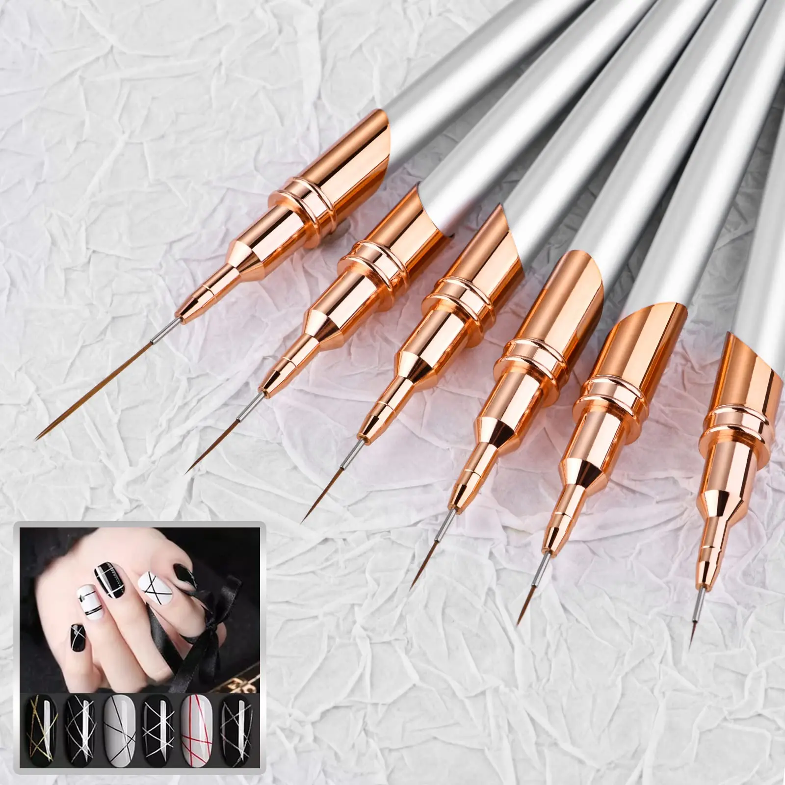Professional Nail Art Brushes Private Label Super Fine Nail Art Long Liner Striping Brush Size 5/7/9/11/15/25mm For Nail Designs