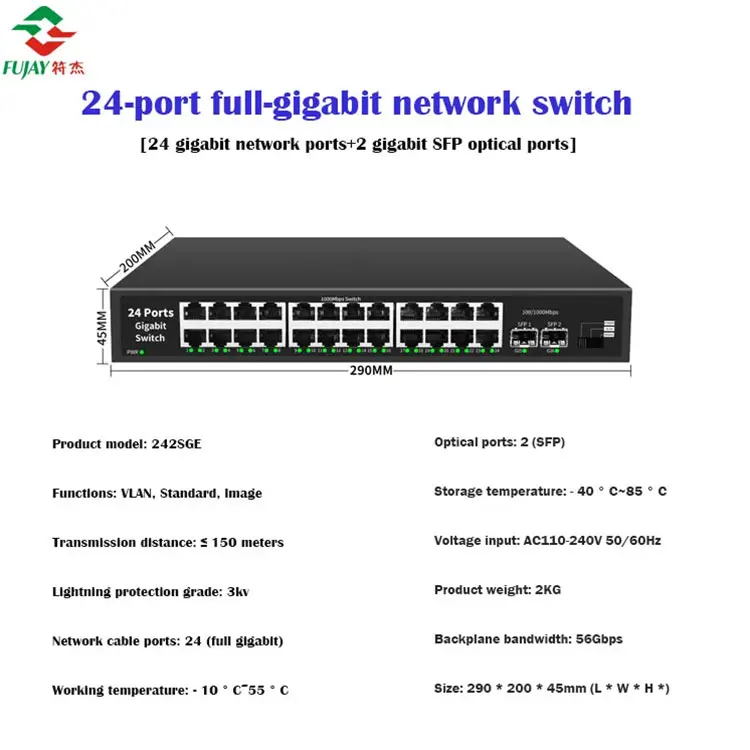 Hot Sale 56gbps Switch Network Injector Gigabit  Ethernet Switch 24 Ports