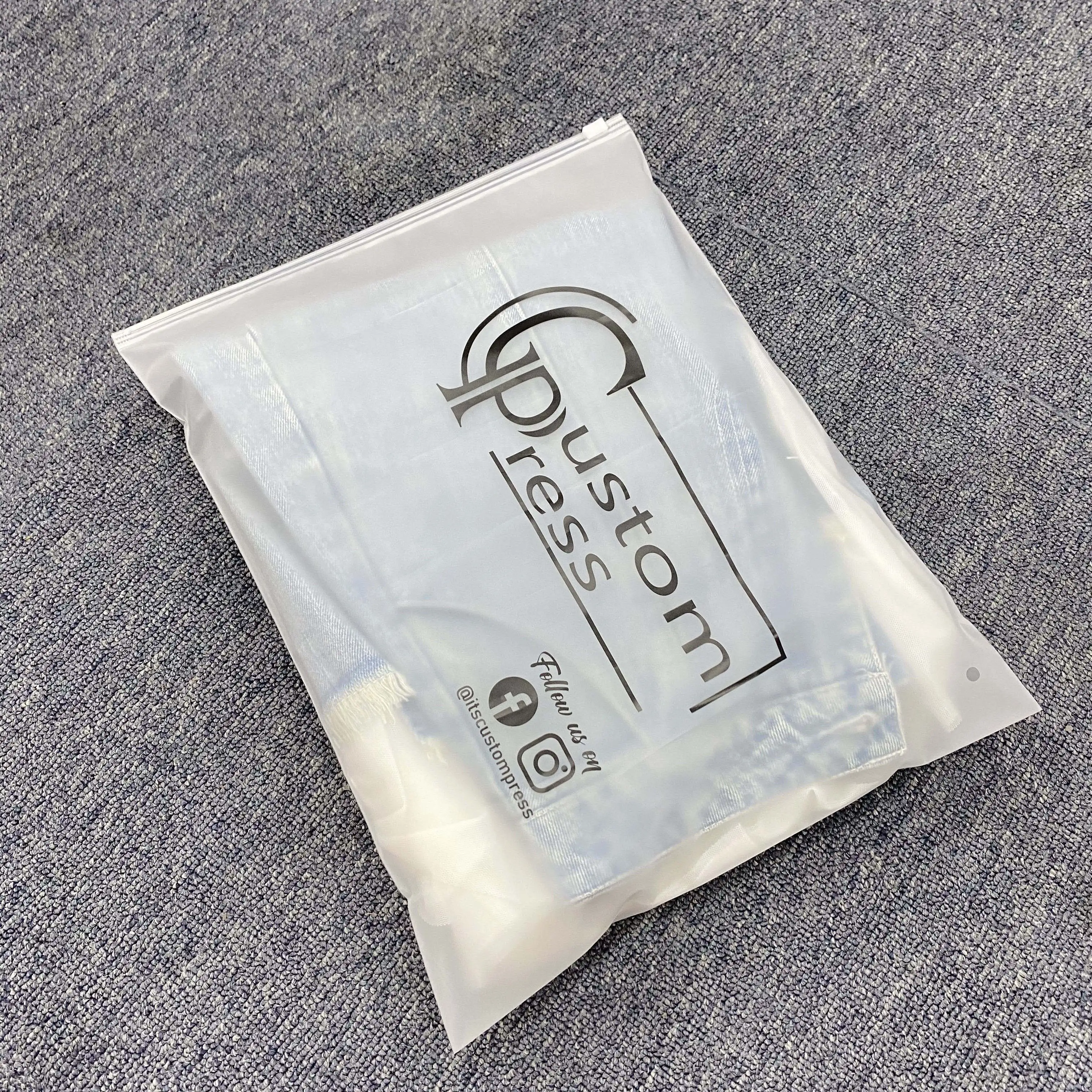 Pvc Oem Low Moq Matte Transparent Plastic Personalized Swimwear Eva Slider Ziplock Bag Frosted Clothes Packing Zipper Bag