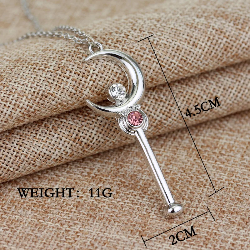 Anime Sailor Moon Hold on star moon truncheon Key chain Alloy  Sailor Moon magic stick necklace