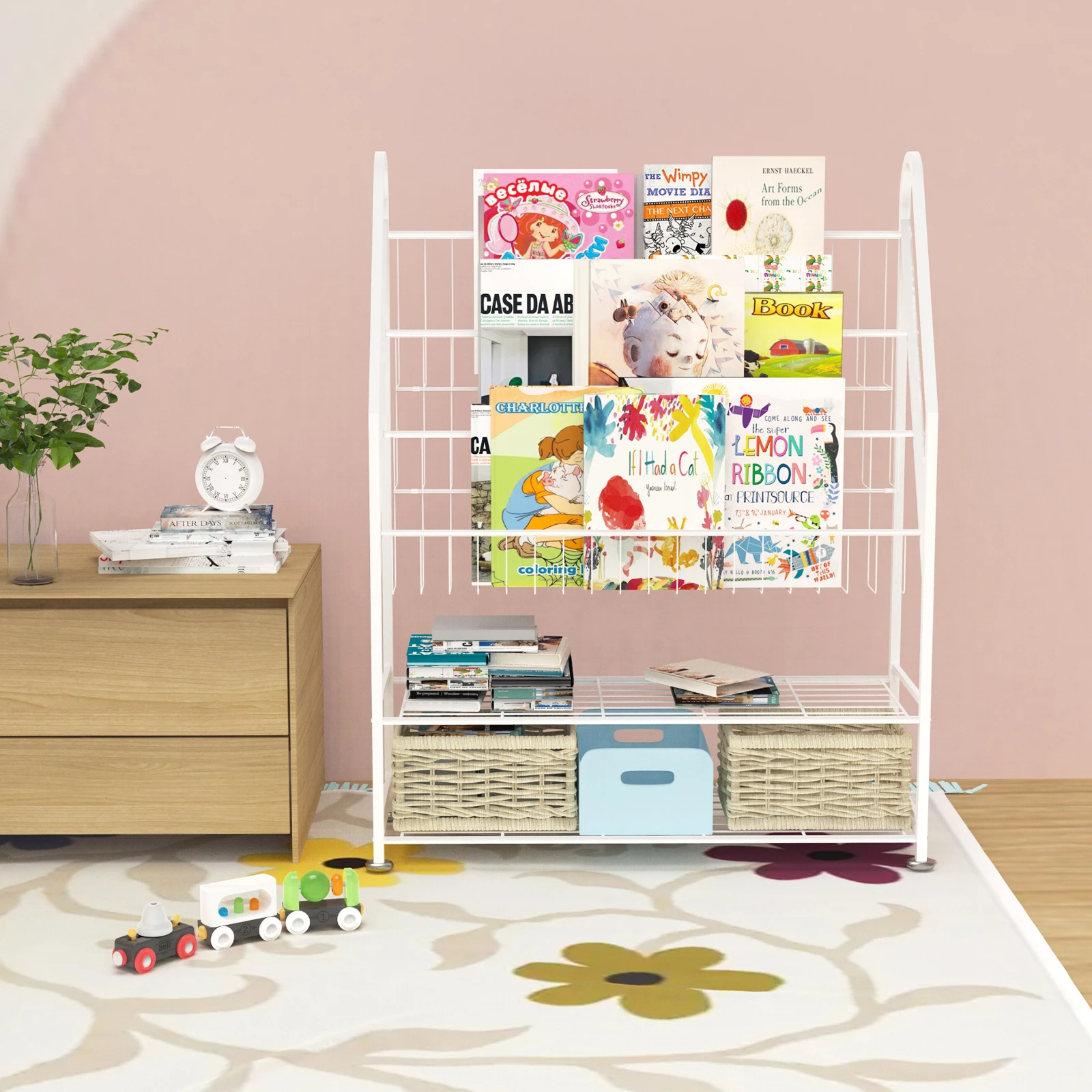 White Wall Mounted Metal Shelf Kids Bedroom Bookshelf Book Shelves Metal Book Shelf