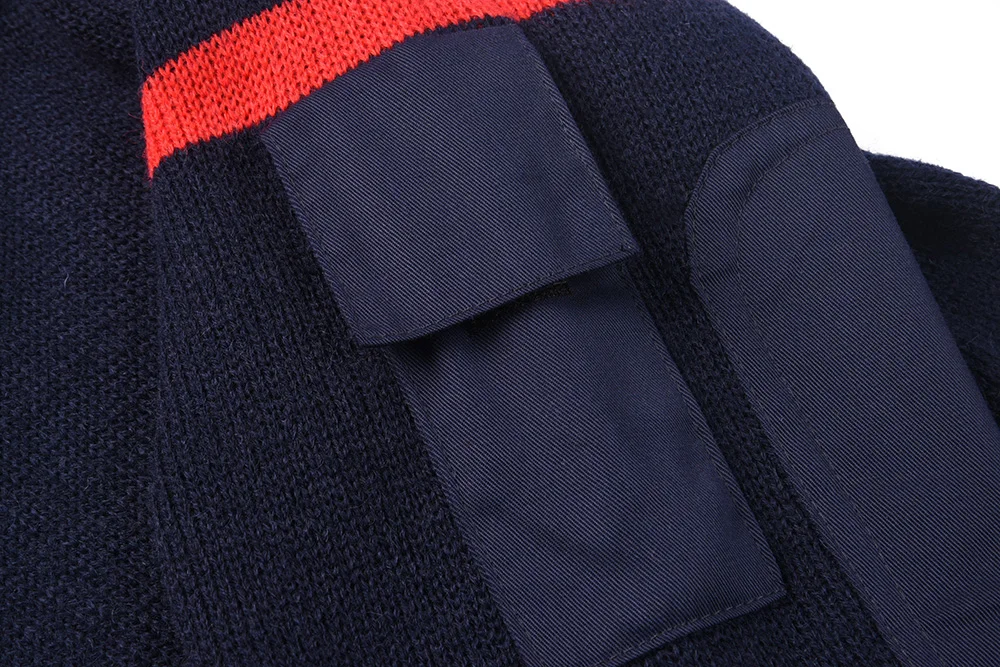 XINXING Custom Deep Blue Crew Neck Tactical Jumper Shoulder Patch Knitting Wool Jacket Winter Outdoor Duty Sweater