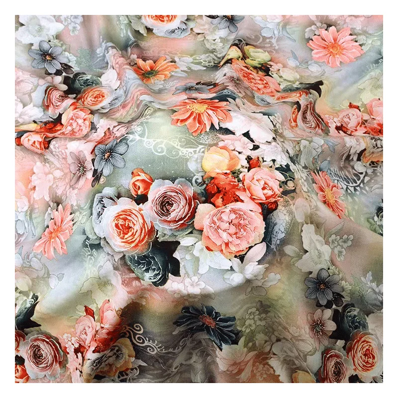 wholesale 100 rayon viscose fabric digital printed tela chalis spun rayon challis print fabric viscose