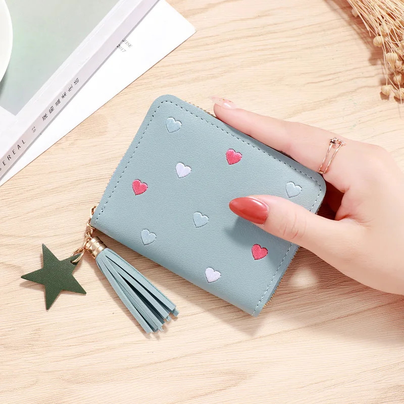 New Cheap Fashion  Small Ladies Mini Tassel Cute Girl Short Zipper Lovely Coin Purse Card Holder Durable PU Wallet