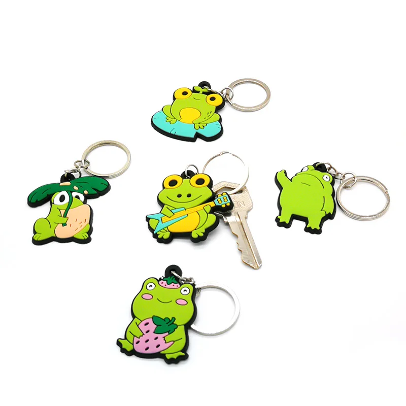 Custom Key Ring Pop Eye Frog Cartoon Key Chain 3D Rubber Pvc Keychain For Gift