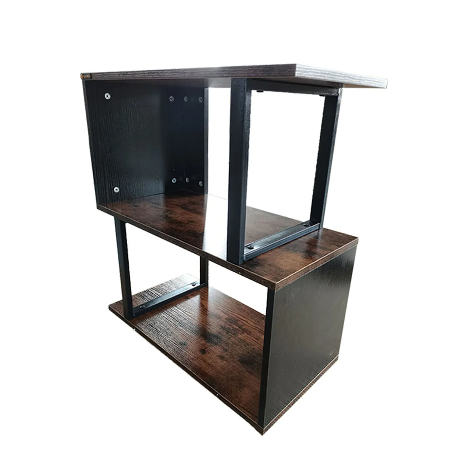 AI LI CHEN Modern minimalist black plus antique two-layer bow bookshelf office home integrated rack