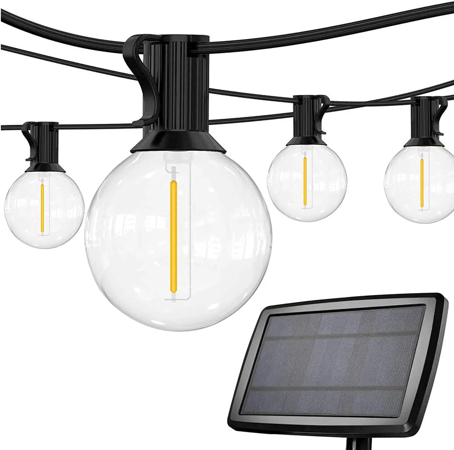 ENRICH Solar powered LED G40 globe string light patio outdoor LED strand 25ft long