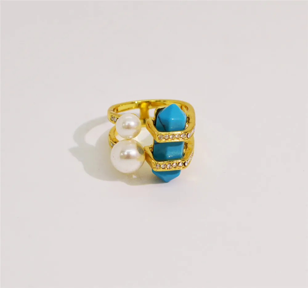 High grade Turquoise Ring pearl opening ring