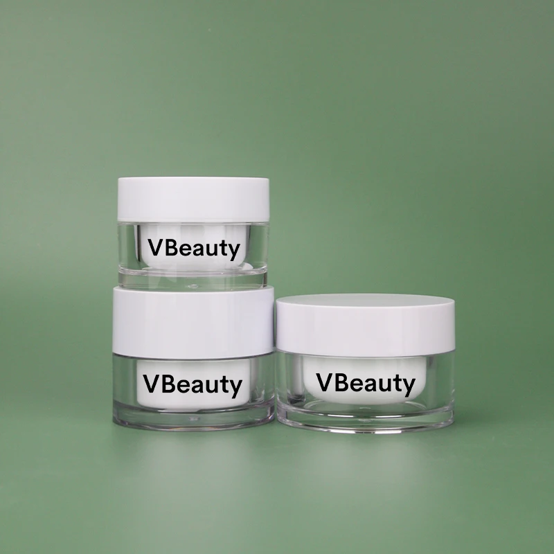 Custom Logo Double Wall Empty Plastic Jar Cosmetic Jars 30g 50g Plastic Double Wall Packaging Jars