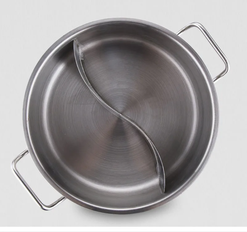 High quality stainless steel two-flavous hotpot with divider stainless steel cooking pots cookware