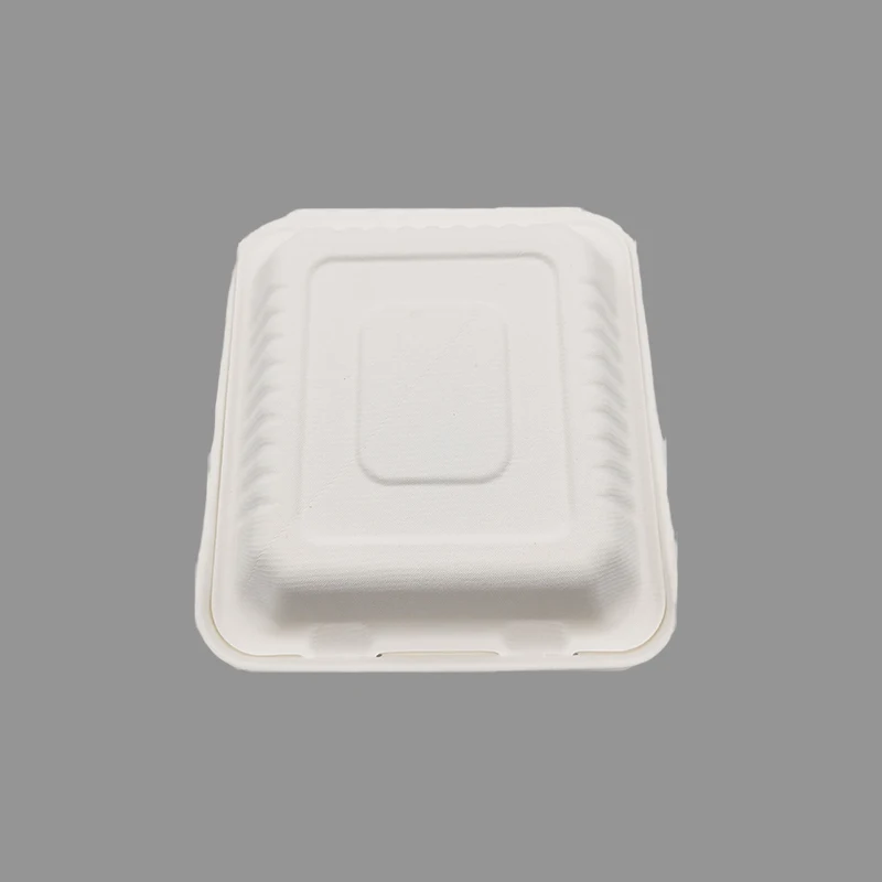 disposable 100% biodegradable eco clamshell sugarcane bagasse packaging takeout paper bento lunch box