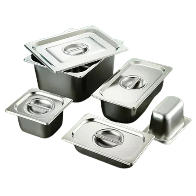New Stainless Steel American Style 1/2 Gn Pan With Stainless Lid Hotel Restaurant Storage Food Depth Gastronorm Containers