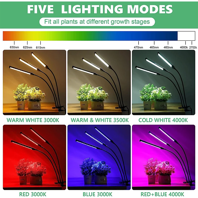 Joystar 100W LED Full Spectrum Timing Plant Growth Light High Indoor Lighting Reverse Folding Support Landscape Seedling White