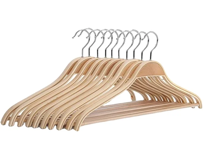 Factory Wholesale Sale Ultra Thin Natural Non Slip Lamination R Plywood Wooden Hanger For Cloth