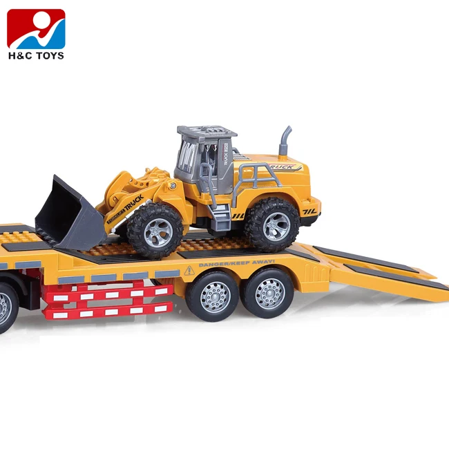 Children remote control electric acousto-optic large single-deck transport trailer with forklift toy rc trailer truck