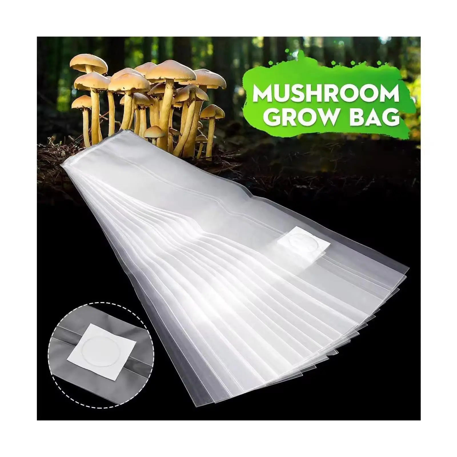 autoclaveable mushroom grow bags biodegradable white button mushroom growing bag with injection port 0.2 micron felt grow bag