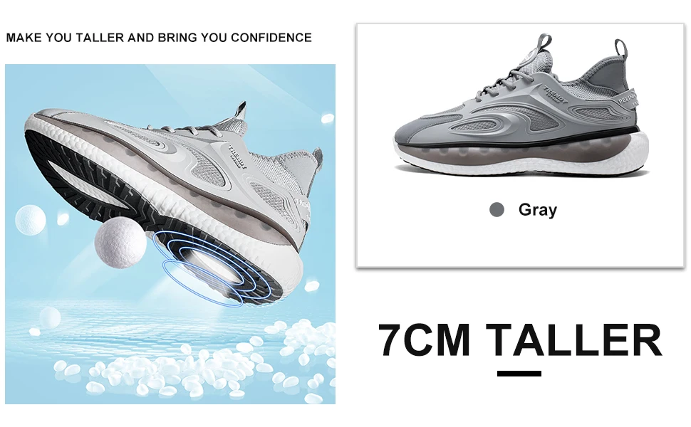 Летняя сетчатая обувь, дышащие амортизирующие беговые кроссовки, мужская удобная Легкая повседневная спортивная обувь, увеличенная на 7 см