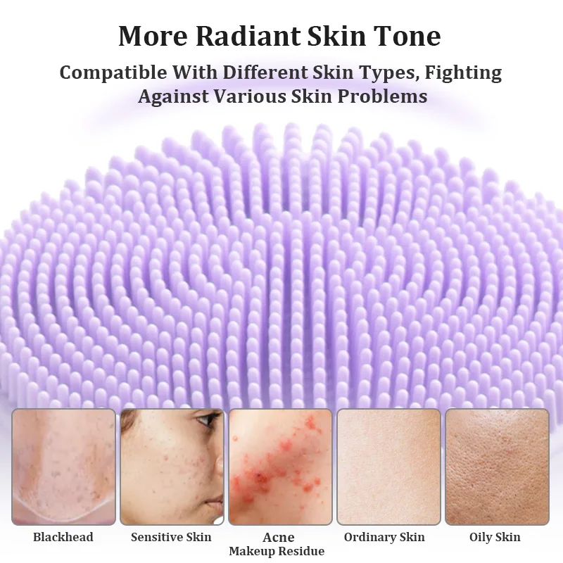 Vertical Anti Bateria Silicone Facial Cleansing Warm Massage Face Skin Scrubber Exfoliator Sonic Vibration Exfoliating Brush
