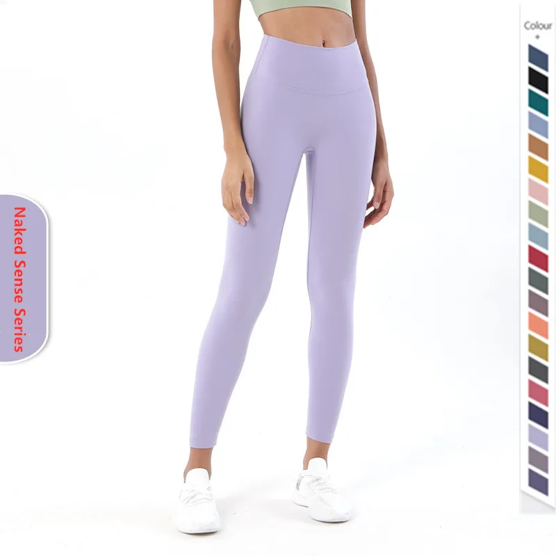 TikTok 2022 Custom High End Nude LuLu Yoga Pants High Waist Stretch Workout Running Hip Lift Women Seamless Yoga Leggings