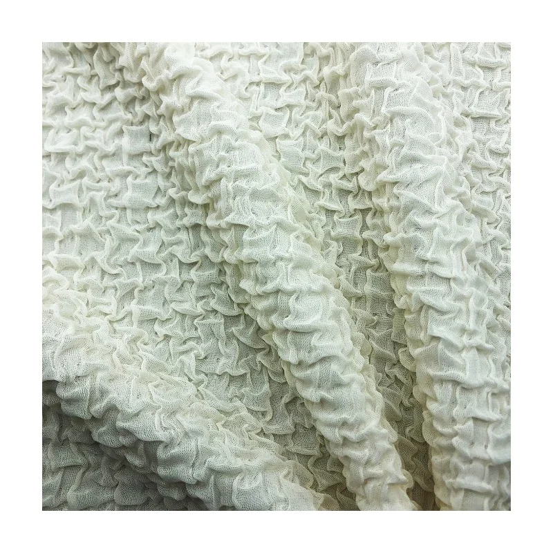 Hot sales crinkly texture 230gsm 95% polyester 5%spandex piece dyed crepe bubble jacquard fabric  for clothing dress