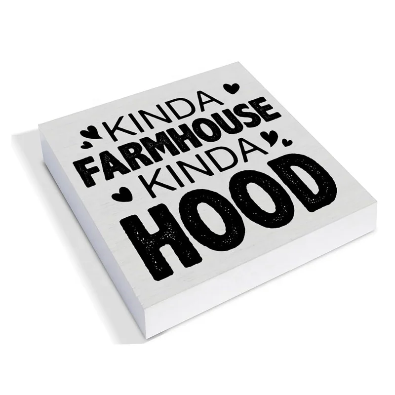 Farmhouse-Style Wooden Block Sign for Home Decor Tabletop Art and Desk Decoration for Christmas Holidays