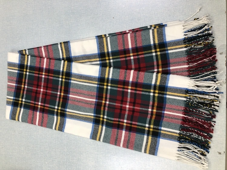 100% acrylic faux cashmere plaid tartan woven shawl throw  blanket