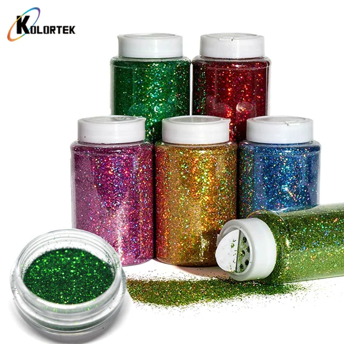 Kolortek wholesale 1kg bulk glitter holographic glitter flash effect flake silver for auto paint
